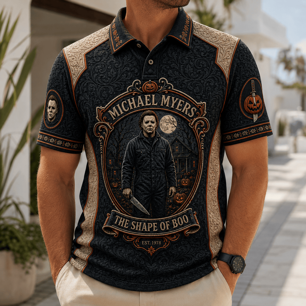 PREMIUM MCM EMBOSS POLO SHIRT HQH