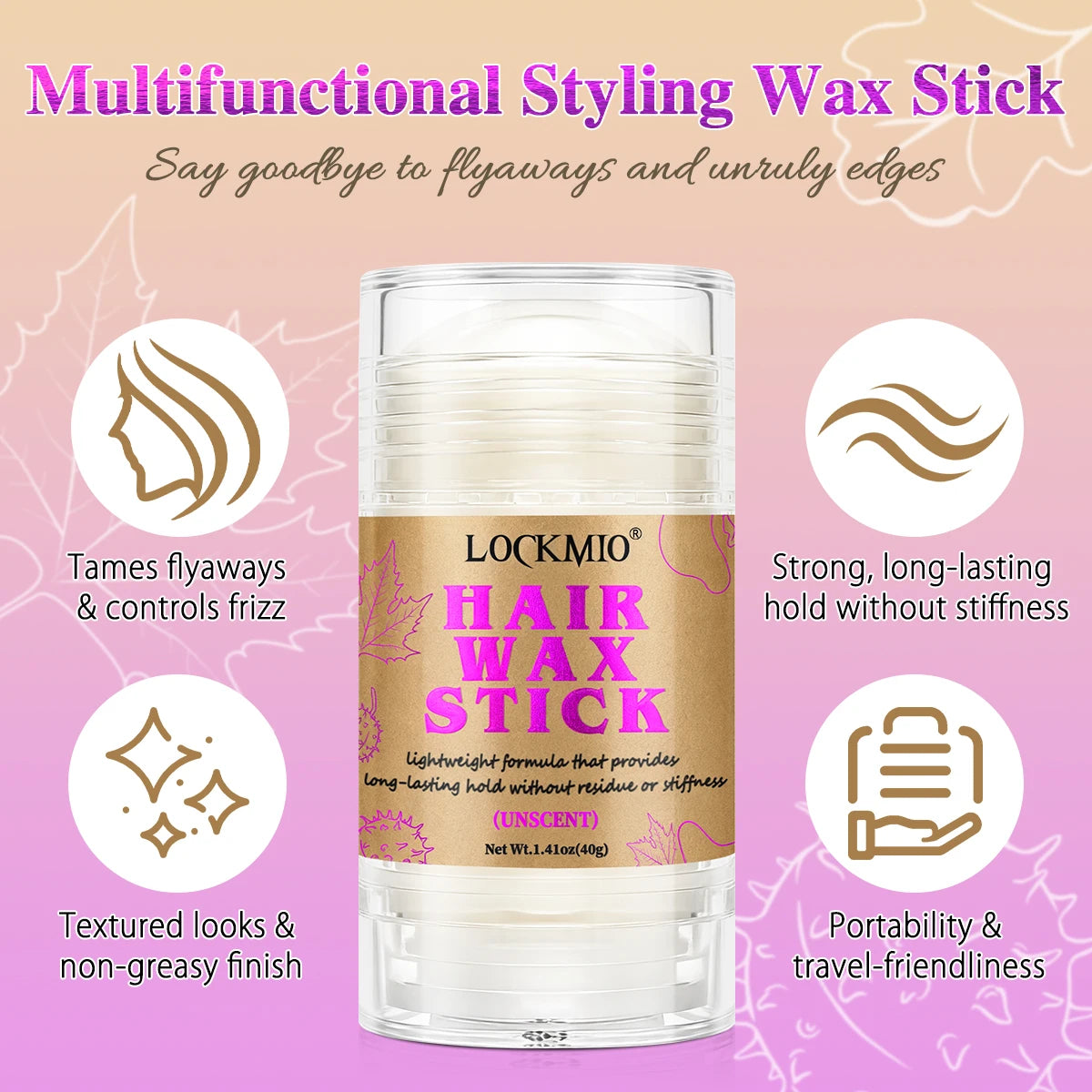 Valentine's Day Gifts Hair Care Styling Set Hair Wax Stick Edge Control Gel for Styling Baby Bangs Rosemary & Mint Essential Oil