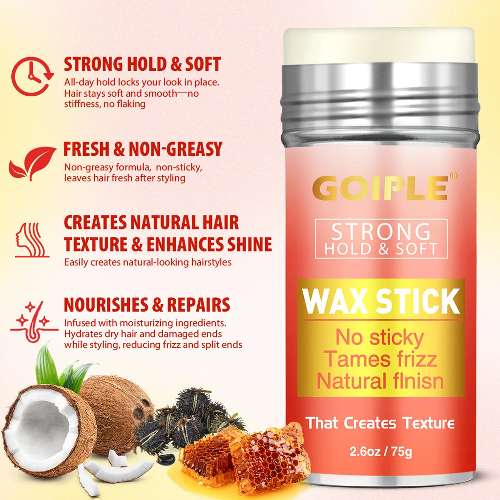 GOIPLE Wig Hair Wax Stick Smoothing and Taming Hairlines Gel Quick-Drying Wigs Adhesive Edge Control Wax with Styling Accessory